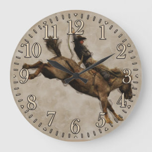 Grande Horloge Ronde Bronco Rodeo Cowboy