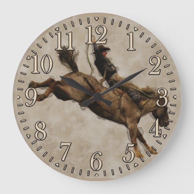 Grande Horloge Ronde Bronco Rodeo Cowboy (Recto)