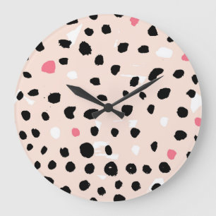 Grande Horloge Ronde Brosse à encre : Texture artistique