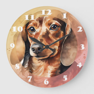 Grande Horloge Ronde Brown Dachshund