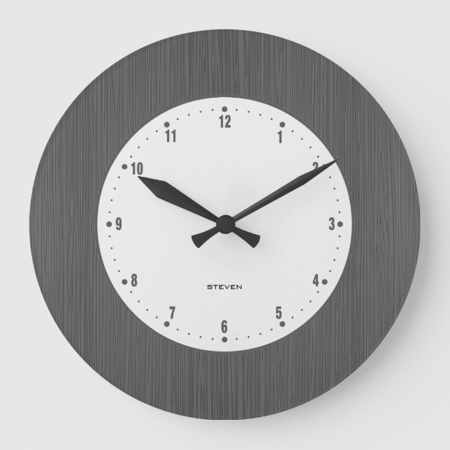 Grande Horloge Ronde Brown Faux Wood Grain Print (Recto)