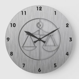 Grande Horloge Ronde Brushed metal-look Justice Scales