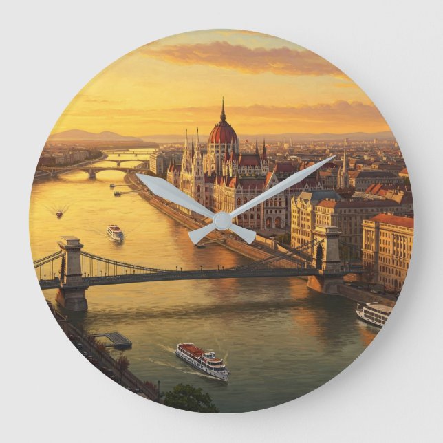 Grande Horloge Ronde Budapest Hongrie Parlement Voyages (Recto)