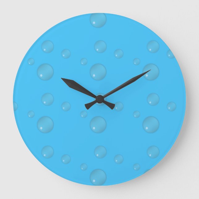 Grande Horloge Ronde Bulles d'eau bleu (Recto)