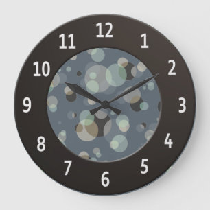 Grande Horloge Ronde Bulles modernes avec cercles à chiffres blancs