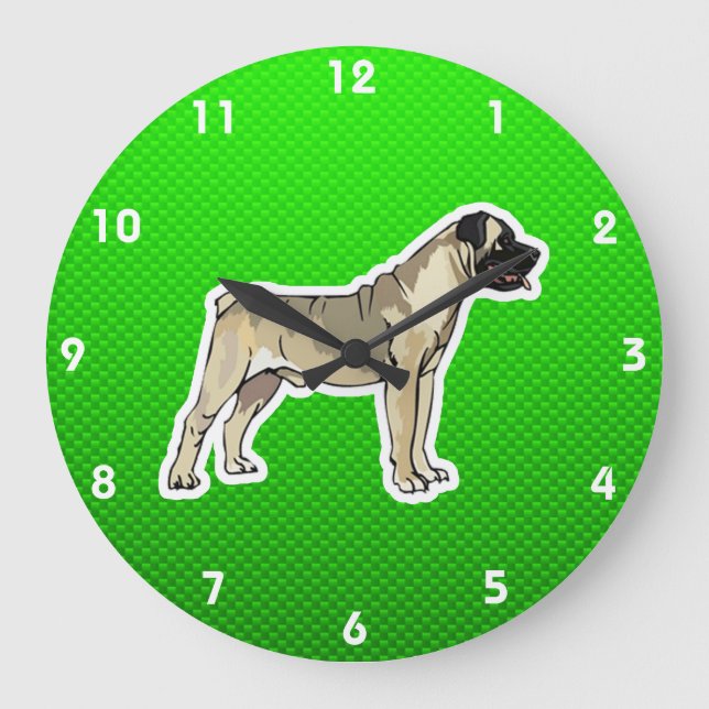 Grande Horloge Ronde Bullmastiff vert (Recto)