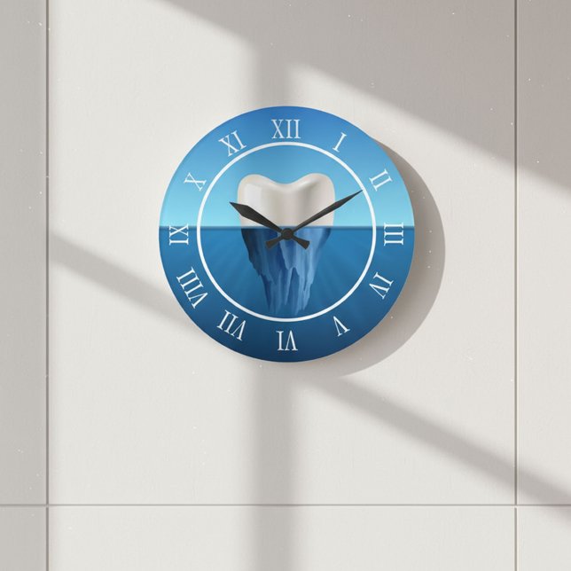 Grande Horloge Ronde Bureau dentaire de Dentist Tooth Iceberg (Créateur téléchargé)