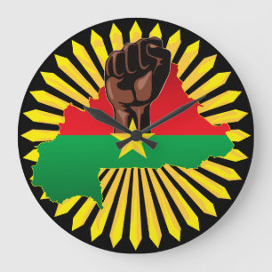 Grande Horloge Ronde Burkina Faso Carte, drapeau et première révolution