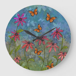 Grande Horloge Ronde "butterfly garden"