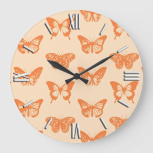 Grande Horloge Ronde Butterfly sketch, coral orange