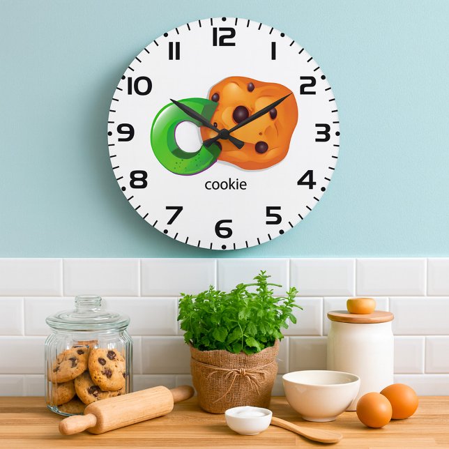 Grande Horloge Ronde C est pour Cookie Alphabet Letter Chocolate Chip (Créateur téléchargé)