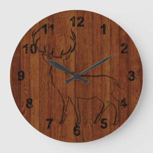 Grande Horloge Ronde Cabane dans le bois inspirée Rustique Cerf