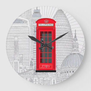 Grande Horloge Ronde Cabine téléphonique rouge personnalisée de Londres
