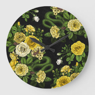 Grande Horloge Ronde Caché en rose, jaune et vert