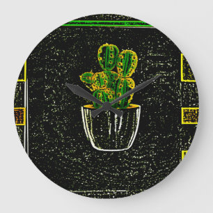 Grande Horloge Ronde Cactus tirés