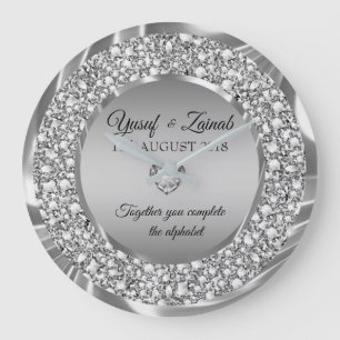 Grande Horloge Ronde Cadeau de mariage en diamants et argent