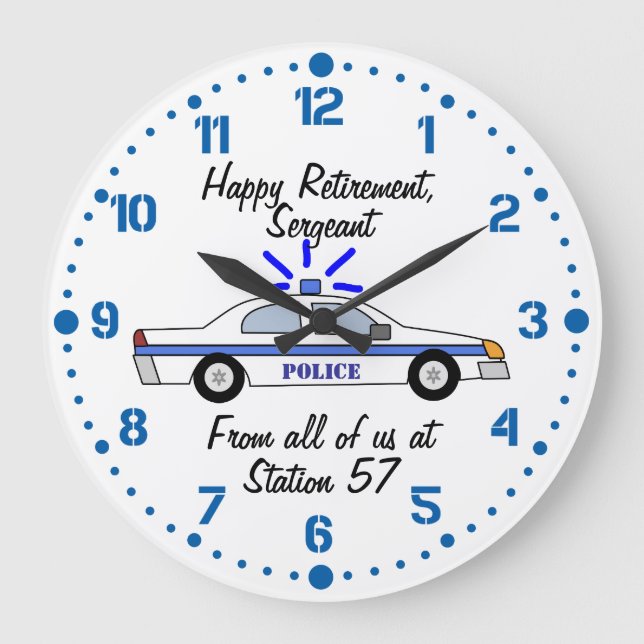 Grande Horloge Ronde Cadeau de retraite de l'agent de police Nom person (Recto)