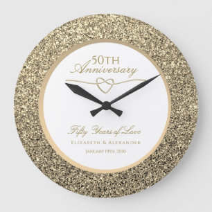 Grande Horloge Ronde Cadeau du 50e anniversaire du Mariage personnalisé