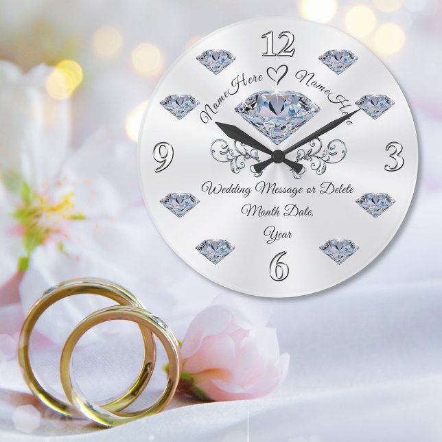 Grande Horloge Ronde Cadeau Mariage personnalisé pour deux (Créateur téléchargé)