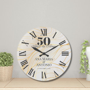 Grande Horloge Ronde Cadeau pour 50 ans de mariage personnalisé espagno