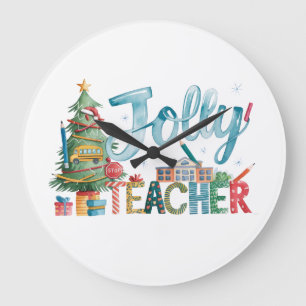 Grande Horloge Ronde Cadeau pour Enseignant   Joyeux Noël Professeur Jo