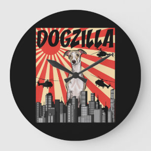 Grande Horloge Ronde Cadeau Whippet   drôle japonaise dogzilla whippet