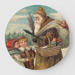 Grande Horloge Ronde Cadeaux de Saint-Nicolas vintage pour enfants Mur