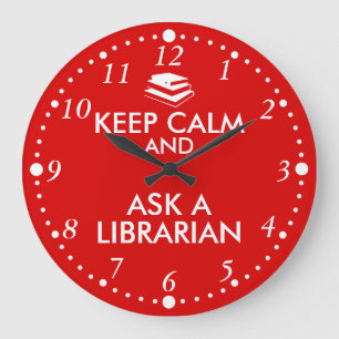 Grande Horloge Ronde Cadeaux du bibliothécaire Garder le calme Demander