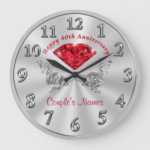 Grande Horloge Ronde Cadeaux personnalisés du 40e anniversaire pour les