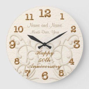 Grande Horloge Ronde Cadeaux personnalisés du 50e anniversaire pour les