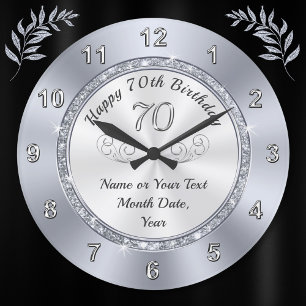 Grande Horloge Ronde Cadeaux personnalisés du 70e anniversaire pour el