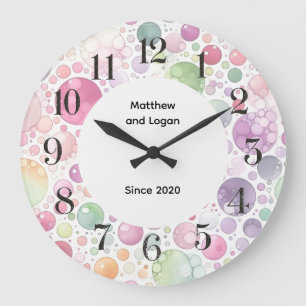 Grande Horloge Ronde cadran à bulle de couleur personnalisé