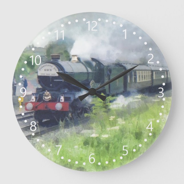 Grande Horloge Ronde Cadran blanc King George Steam Train (Recto)
