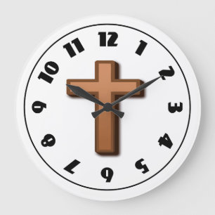 Grande Horloge Ronde Cadran de la Croix Marron