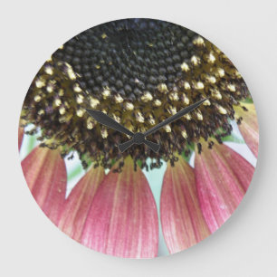Grande Horloge Ronde Cadran de mur Tournesol Rose