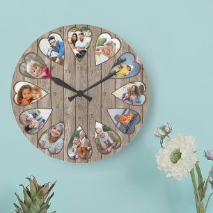 Grande Horloge Ronde Cadran d'horloge en bois marron rustique en forme
