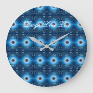 Grande Horloge Ronde Cadran Fleur Bleue avec rire amour et vie