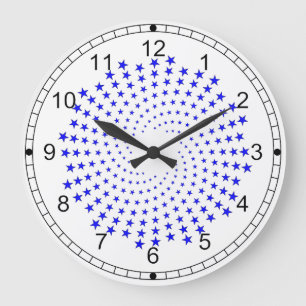 Grande Horloge Ronde Cadran - Galaxie d'étoiles bleues