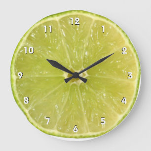 Grande Horloge Ronde Cadran mural au citron vert avec chiffres