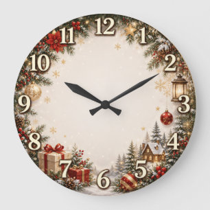 Grande Horloge Ronde Cadran mural de cadeau de Noël cosy