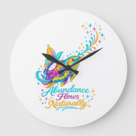 Grande Horloge Ronde Cadran mural décoratif Harmony Koi Arc-en-ciel