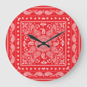 Grande Horloge Ronde Cadran mural en acrylique Paisley Design-1