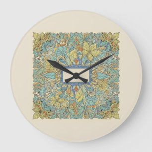 Grande Horloge Ronde Cadran mural mandala Zentangle artistique