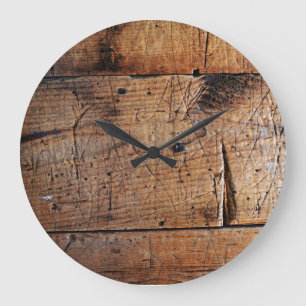 Grande Horloge Ronde Cadran mural rond (grand) "Vieux bois"