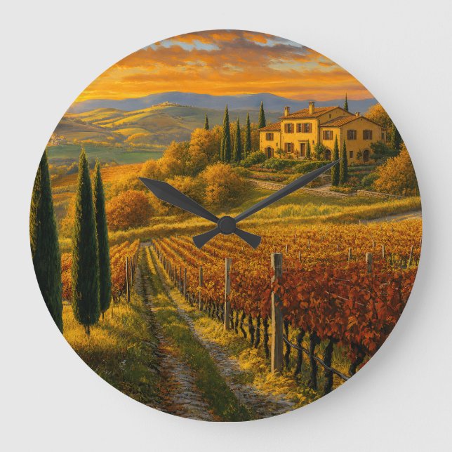 Grande Horloge Ronde Cadran Rond Paysage de Toscane (Recto)