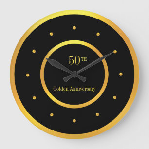 Grande Horloge Ronde Cadre doré 50e anniversaire et noir