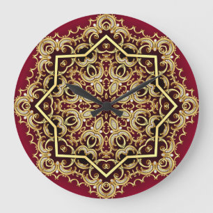 Grande Horloge Ronde Cadre élégant : perle et or.