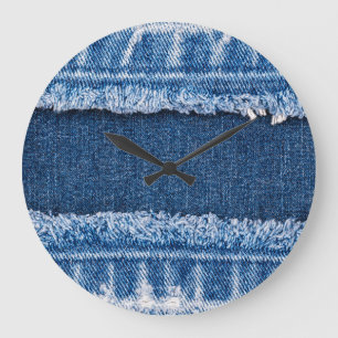 Grande Horloge Ronde Cadre en tissu à deux tons blanchis