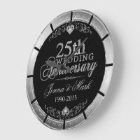 Cadre et Coeurs Argent 25e anniversaire Mariage