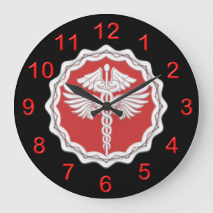 Grande Horloge Ronde Caducée de médecin